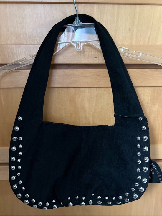 Handbags - NWT Metallic Studded Black FauxSuede Handbag
